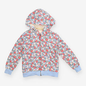 Hoodie Fleece Lined White Floral