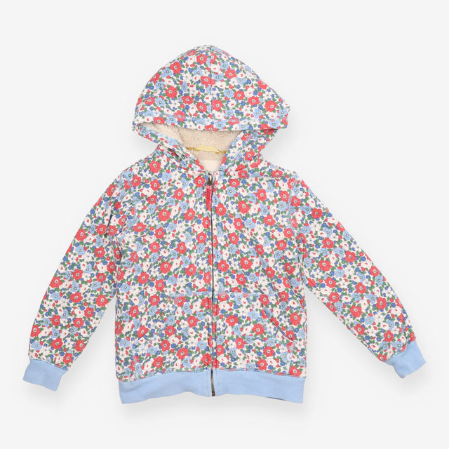 Hoodie Fleece Lined White Floral