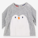 Outfit long sleeve grey and hat set penguin