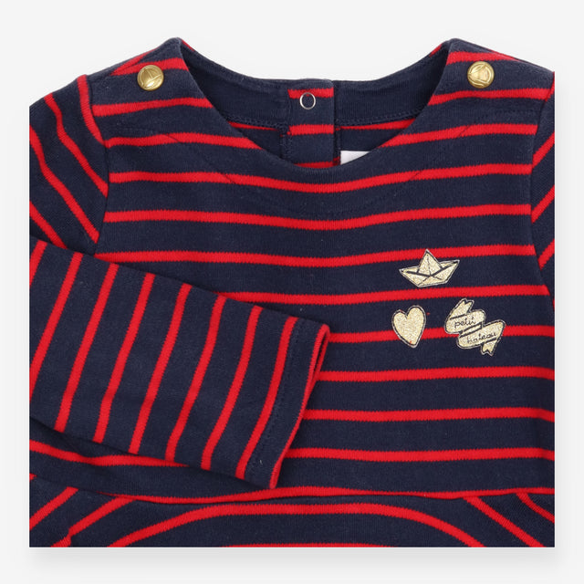 Navy and Red Striped Dress