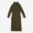 Khaki Roll Neck Dress | Ribbed Sweater Maxi Dress