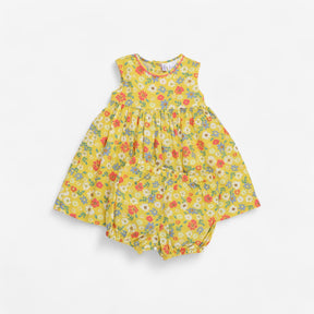 Yellow floral summer dress with bloomers 