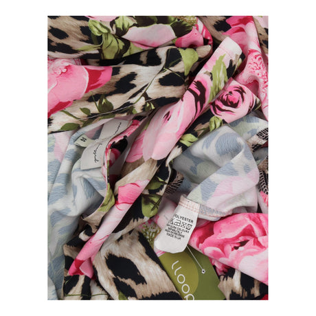 Dress Floral Leopard Print Wrap Mini Pink