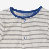 Sleepsuit Grey Stripe Blue Cuffs