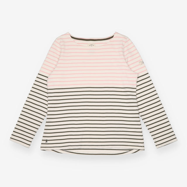 Breton Top Cream Pink Charcoal Stripe Long Sleeve