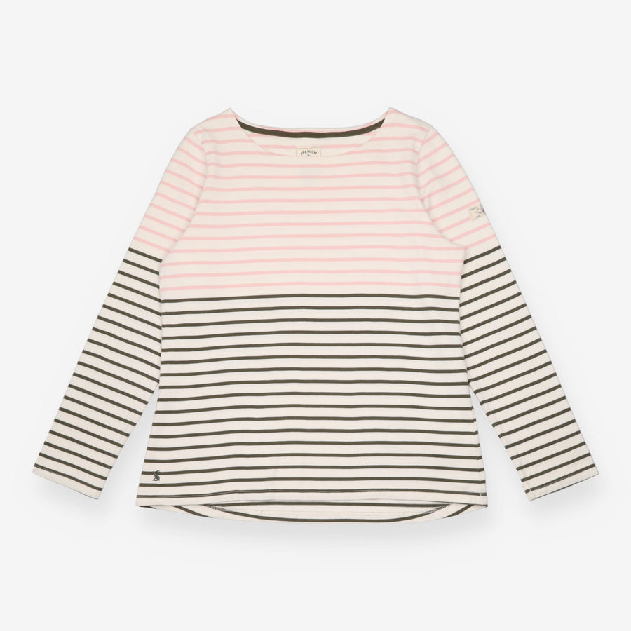 Breton Top Cream Pink Charcoal Stripe Long Sleeve