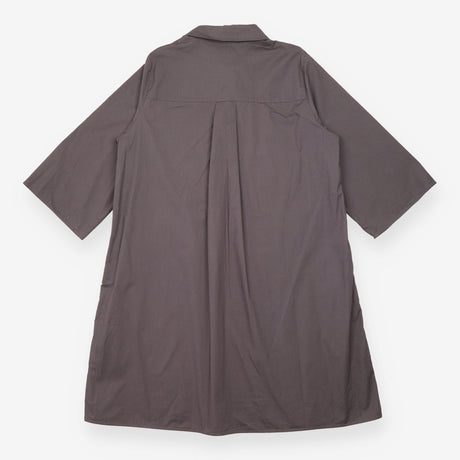 Shirt Dress Grey Oversized Utility Pocket Midi