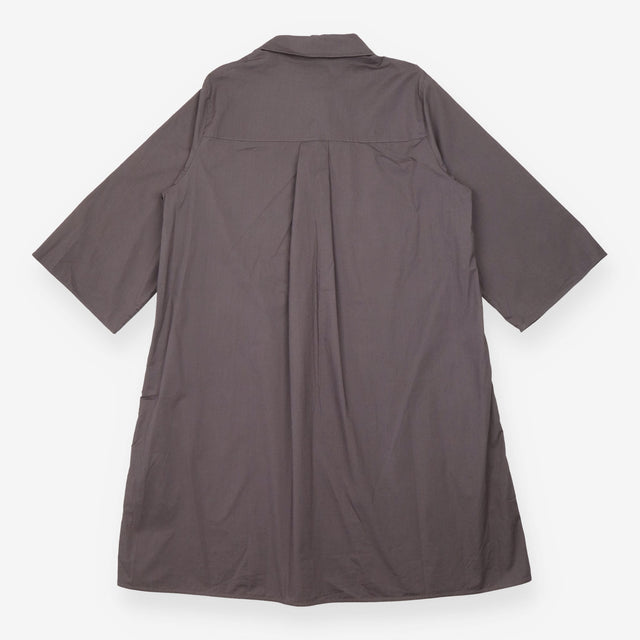 Shirt Dress Grey Oversized Utility Pocket Midi
