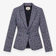Navy Ditsy Floral Cotton Tailored Blazer