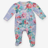 Blue Striped Floral Sleepsuit