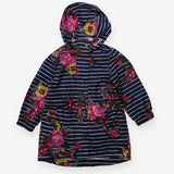 Rain mac long navy stripe large flowers
