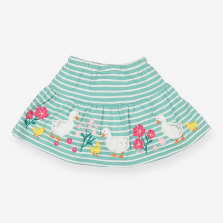 Skort Green Stripe Ducks & Pink Flowers