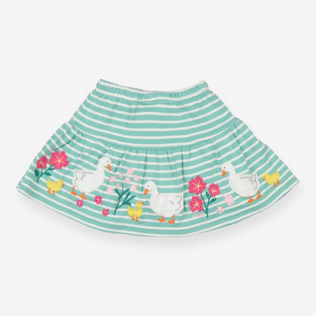 Skort Green Stripe Ducks & Pink Flowers