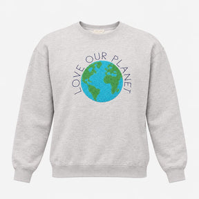 Grey Marl Love Our Planet Globe Appliqué Crew Neck