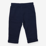 Navy Woven Trousers Faux Pockets