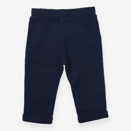 Navy Woven Trousers Faux Pockets