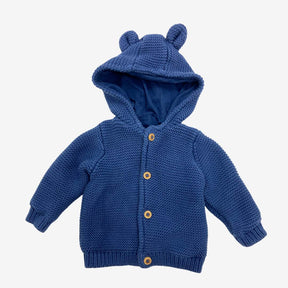 Blue Knitted Cardigan with blue lining