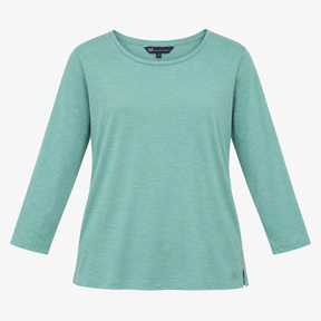 Long Sleeve Top Crew Neck Plain Sage Green