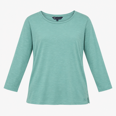 Long Sleeve Top Crew Neck Plain Sage Green