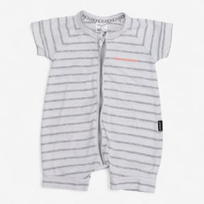 Wondersuit white and grey stripe romper
