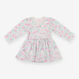 Dress LS white long stem flowers attached body