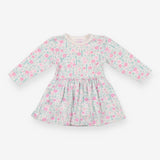 Dress LS white long stem flowers attached body