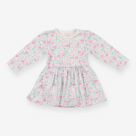 Dress LS white long stem flowers attached body