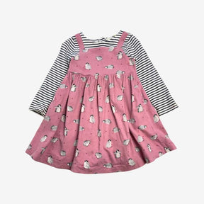 Pink Jersey Penguin Pinafore Dress