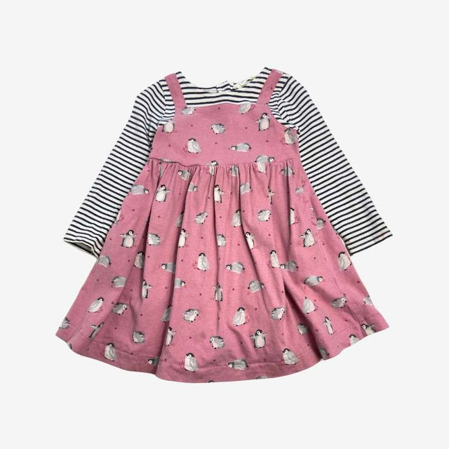 Pink Jersey Penguin Pinafore Dress