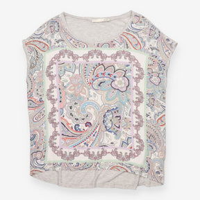 Top Multicolour Paisley Print Short Sleeve Relaxed
