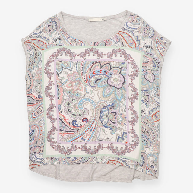Top Multicolour Paisley Print Short Sleeve Relaxed