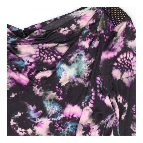 Black & Purple Embellished Metallic Beaded Dress