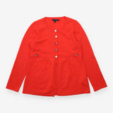 Cardigan Red Cashmere Button Up Peplum