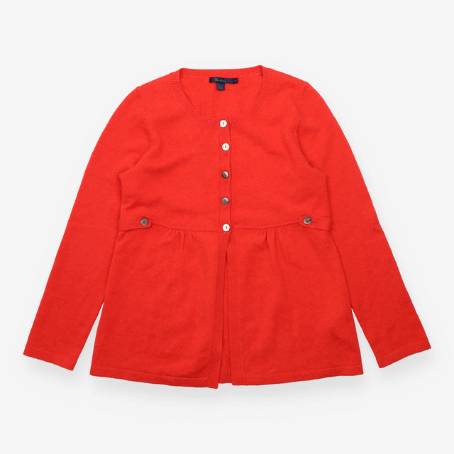 Cardigan Red Cashmere Button Up Peplum