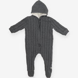 Pramsuit knitted grey fur lined The Little Tailor