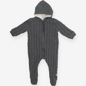 Pramsuit knitted grey fur lined The Little Tailor