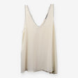 Cream Beaded Sleeveless Vest Blouse