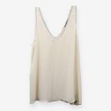 Cream Beaded Sleeveless Vest Blouse