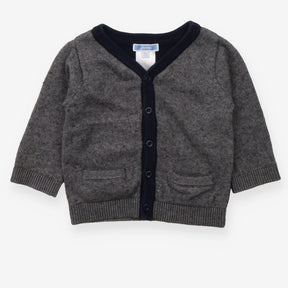 Knit Cardigan Grey V Neck Navy and 2 Pockets