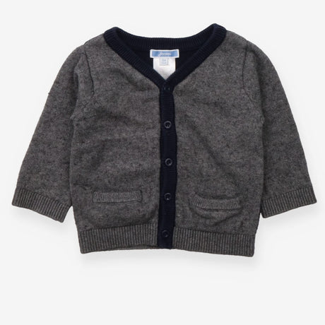 Knit Cardigan Grey V Neck Navy and 2 Pockets