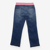 Jeans Pull on Pink and White Waistband with Heart 