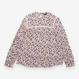 Blouse Cream Floral Lace Trim Long Sleeve