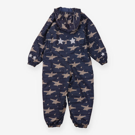 Puddlesuit Fleece Lined Navy Sharks
