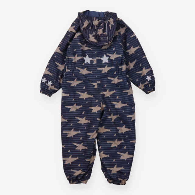 Puddlesuit Fleece Lined Navy Sharks