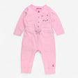 Long sleeve romper pink with cat pocket