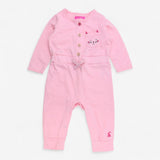 Long sleeve romper pink with cat pocket