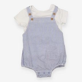 Shortie romper blue striped with SS tee