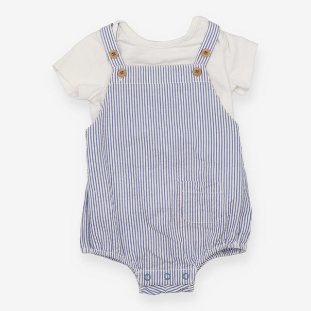 Shortie romper blue striped with SS tee