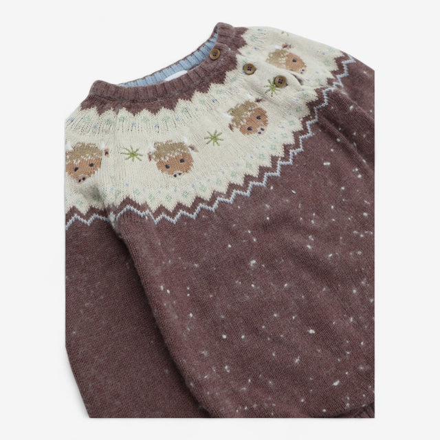 Knitted jumper brown with highland cows