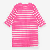 Striped Ribbed Sweater – Pink/White, Short Sleeve 